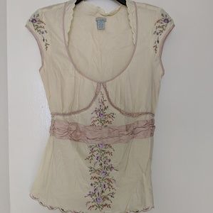 Regency Period style silk/cotton embroidered top